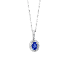 Blue Sapphire Oval Pendant Necklace