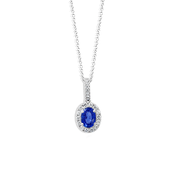 Blue Sapphire Oval Pendant Necklace