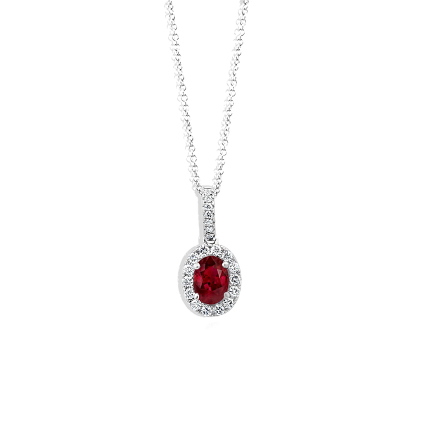 Ruby Oval Pendant Necklace