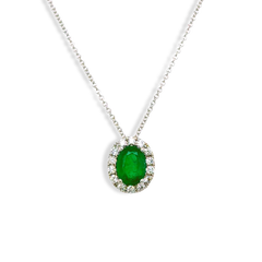 1 Carat Emerald Oval Pendant Necklace