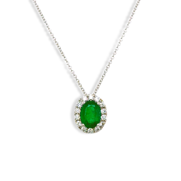 1 Carat Emerald Oval Pendant Necklace