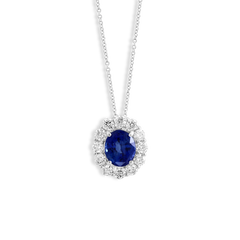 3.50 Carat Blue Sapphire Oval Pendant Necklace