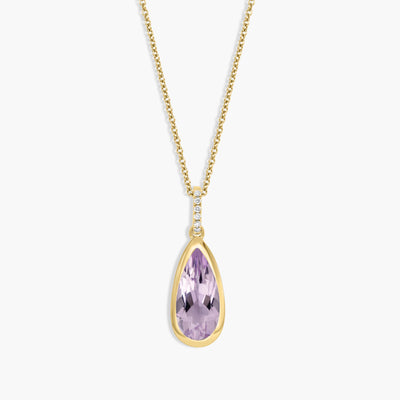 Amethyst and Diamond Oval Pendant Necklace - Private Label product