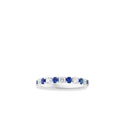 Round Blue Sapphire and Diamond Alternating 2.5mm Band - Private Label product