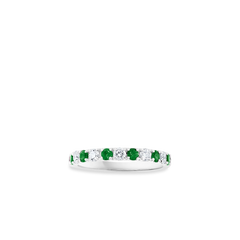 Round Emerald and Diamond Alternating 2.5mm Band
