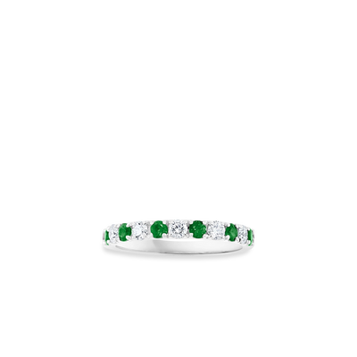 Round Emerald and Diamond Alternating 2.5mm Band - Private Label product