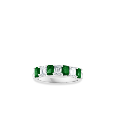 Emerald-Cut Emerald and Diamond Alternating Band - Private Label product