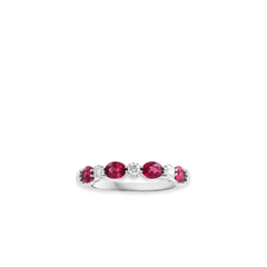 Oval Ruby and Diamond Alternating Band