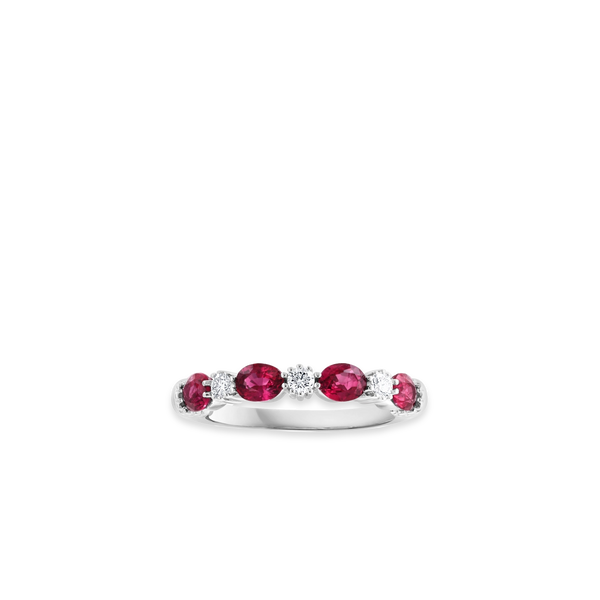 Oval Ruby and Diamond Alternating Band