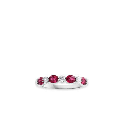 Oval Ruby and Diamond Alternating Band - Private Label product