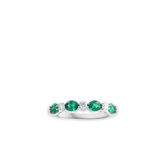 Oval Emerald and Diamond Alternating Band