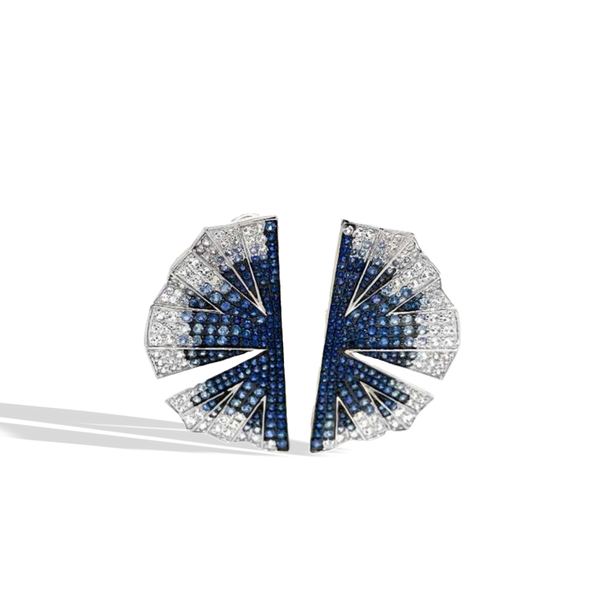 Blue Sapphire Ombre Fan Earrings