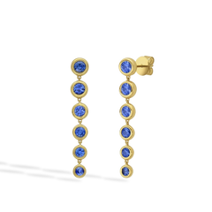 Round Bezel-Set Blue Sapphire Drop Earrings