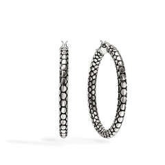 John Hardy Dot Silver Hoop Earrings - 37mm