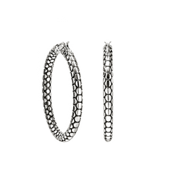 John Hardy Dot Silver Hoop Earrings - 37mm