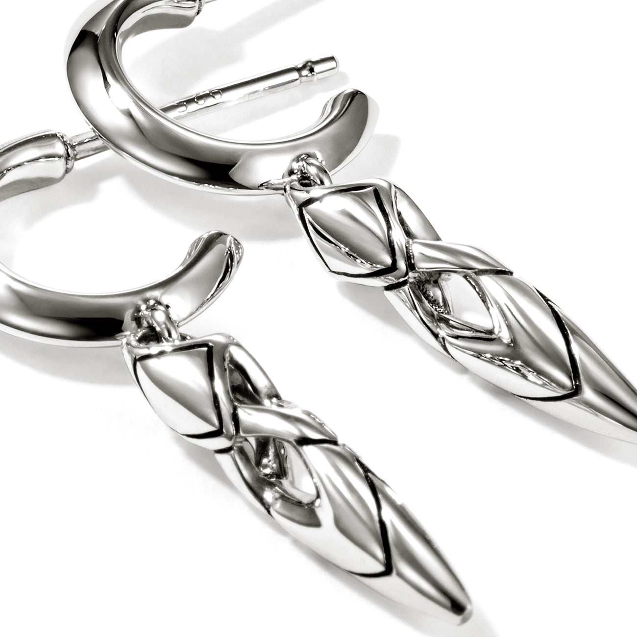 John Hardy Naga Silver Drop Earrings
