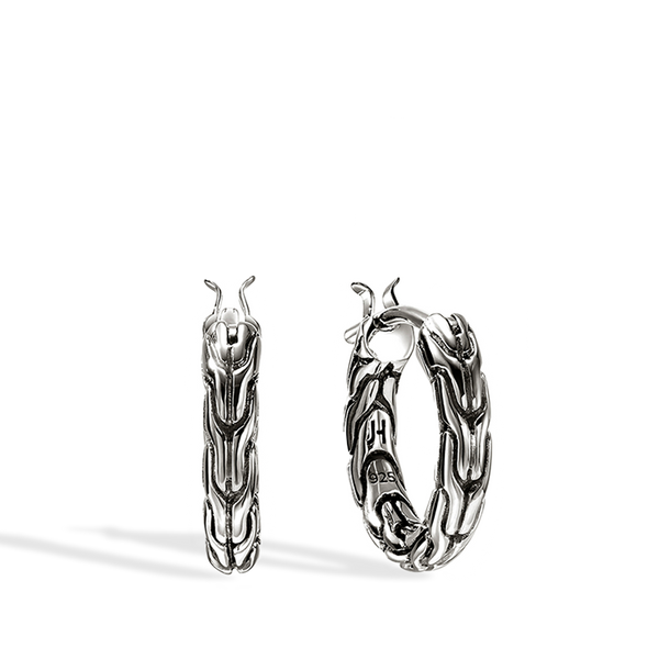 John Hardy Essential Silver Hoop Earrings - 14mm