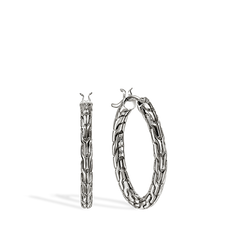 John Hardy Essential Silver Hoop Earrings - 22mm