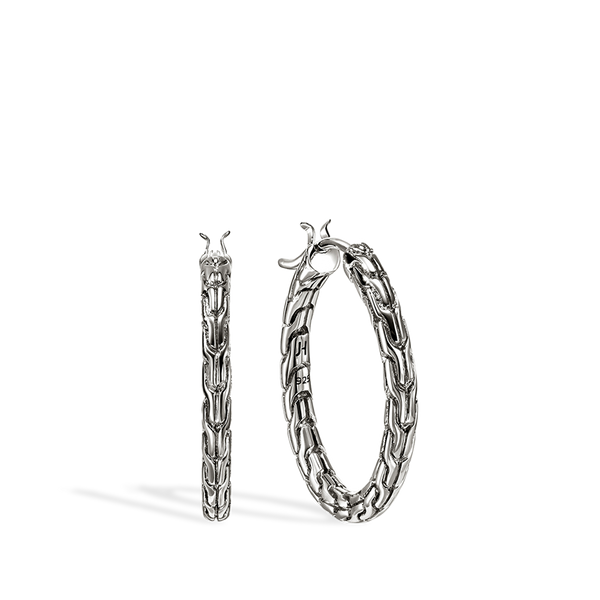 John Hardy Essential Silver Hoop Earrings - 22mm