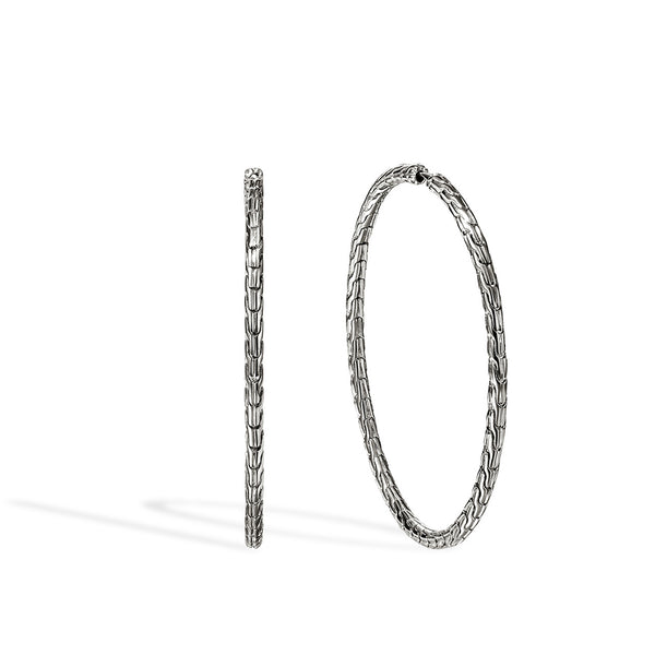 John Hardy Essential Silver Hoop Earrings - 50mm