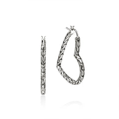 John Hardy Essentials Silver Heart 34mm Hoop Earrings