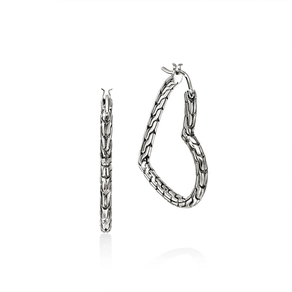 John Hardy Essentials Silver Heart 34mm Hoop Earrings