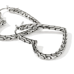 John Hardy Essentials Silver Heart 34mm Hoop Earrings