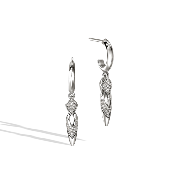 John Hardy Naga Silver Diamond Pavé Drop Earrings