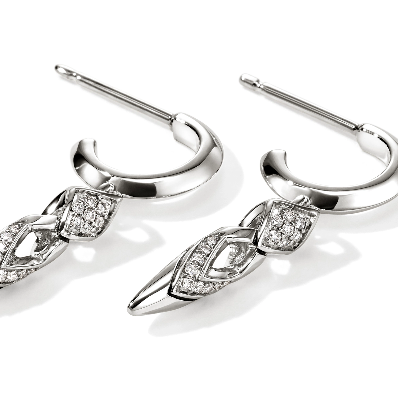 John Hardy Naga Silver Diamond Pavé Drop Earrings
