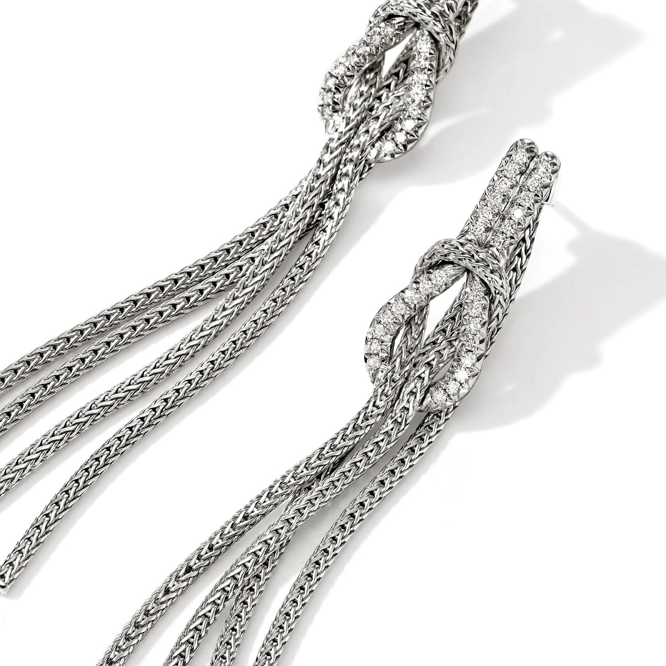 John Hardy Love Knot Silver Pavé Drop Earrings