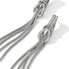 John Hardy Love Knot Silver Pavé Drop Earrings