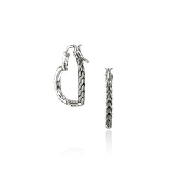 John Hardy Essentials Silver Diamond Heart 22mm Hoop Earrings