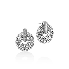 John Hardy Icon Circle Link Silver Diamond Earrings
