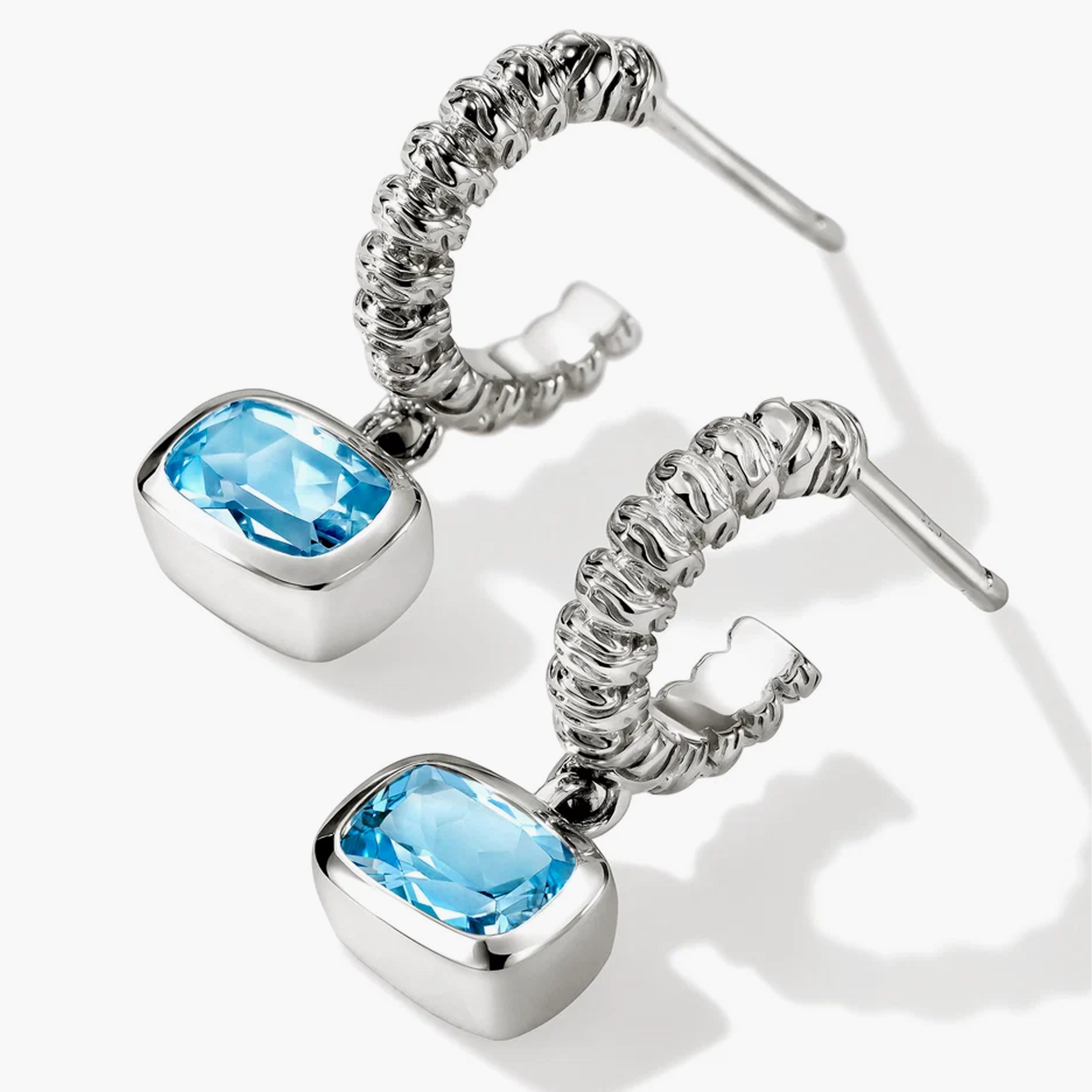John Hardy Heishi Gem Swiss Blue Topaz Drop Earrings