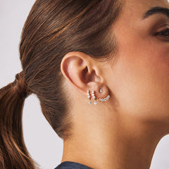 EF Collection Graduated Diamond Drop Mini Huggie Earrings