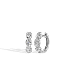EF Collection Bezel Set Oval Diamond Huggie Earrings