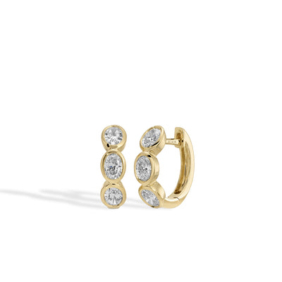 EF Collection Bezel Set Oval Diamond Huggie Earrings - EF Collection product