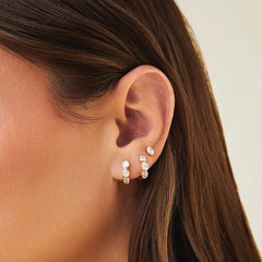 EF Collection Bezel Set Oval Diamond Huggie Earrings