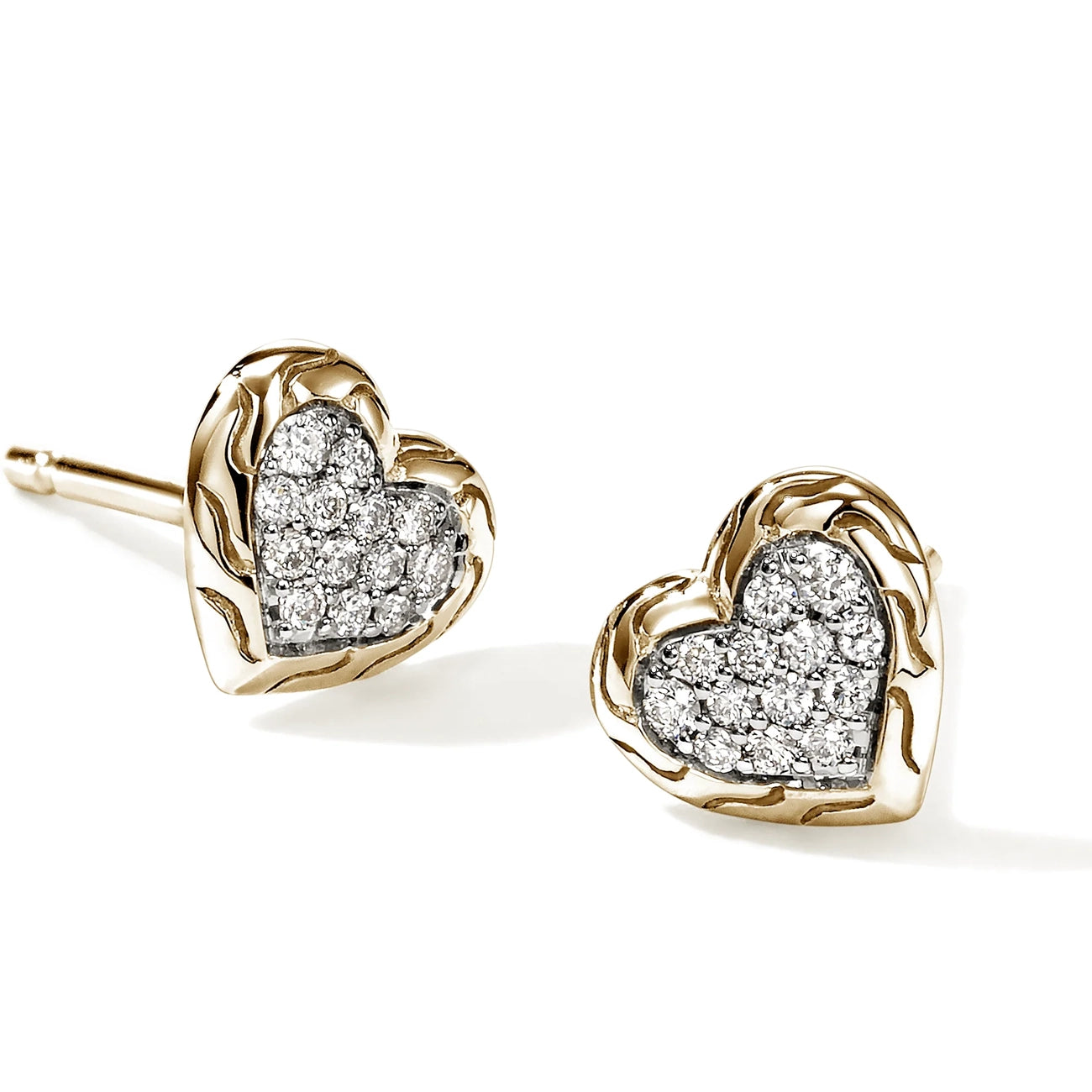 John Hardy Essentials Gold Pavé Heart Stud Earrings