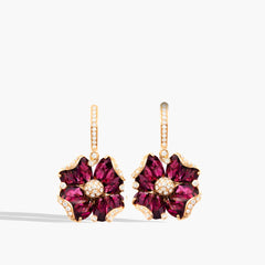 Bellarri Mademoiselle Rhodolite Flower Drop Earrings