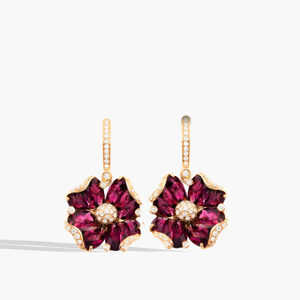 Bellarri Mademoiselle Rhodolite Flower Drop Earrings