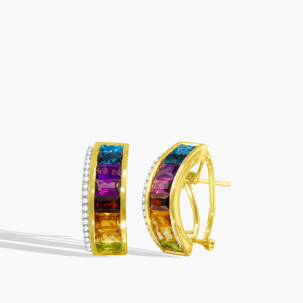 Bellarri Eternal Love Multi Gemstone Rainbow Huggie Earrings