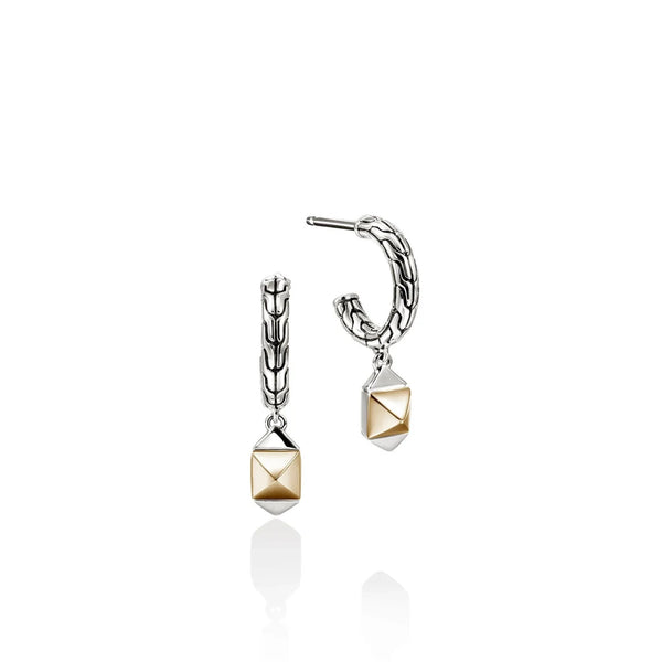 John Hardy Icon Stud Silver and Gold Drop Earrings