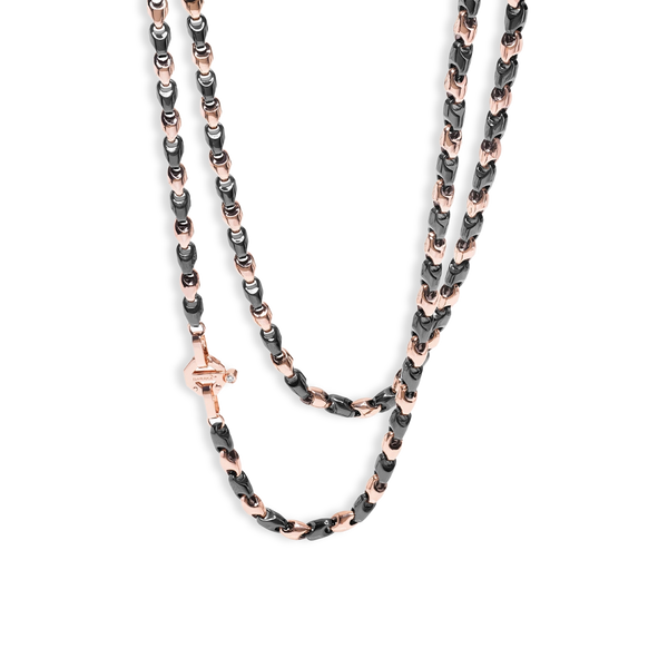 Baraka Cyborg Ceramic Black and Rose Gold Link Necklace