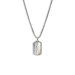 John Hardy Icon 50 Silver and Gold Tag Pendant Necklace