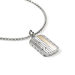 John Hardy Icon 50 Silver and Gold Tag Pendant Necklace