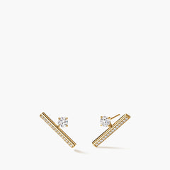 Hearts on Fire BARRE Floating Diamond Pave Climber Earrings, front view