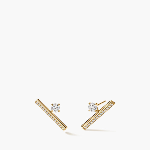 Hearts on Fire BARRE Floating Diamond Pave Climber Earrings, front view