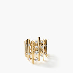 Hearts on Fire Barre Multi- Row Diamond Ring in 18k Yellow Gold
