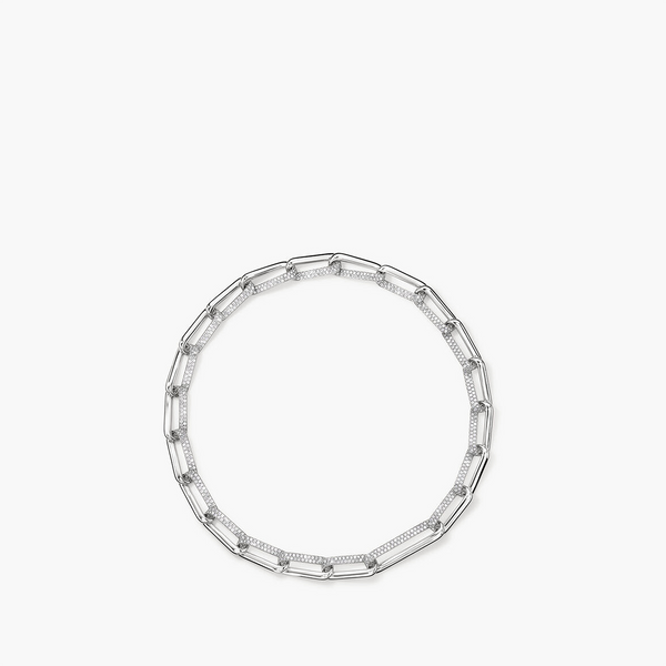 Hearts on Fire INSIDE/OUT Elongated Diamond Link Necklace in 18k White Gold